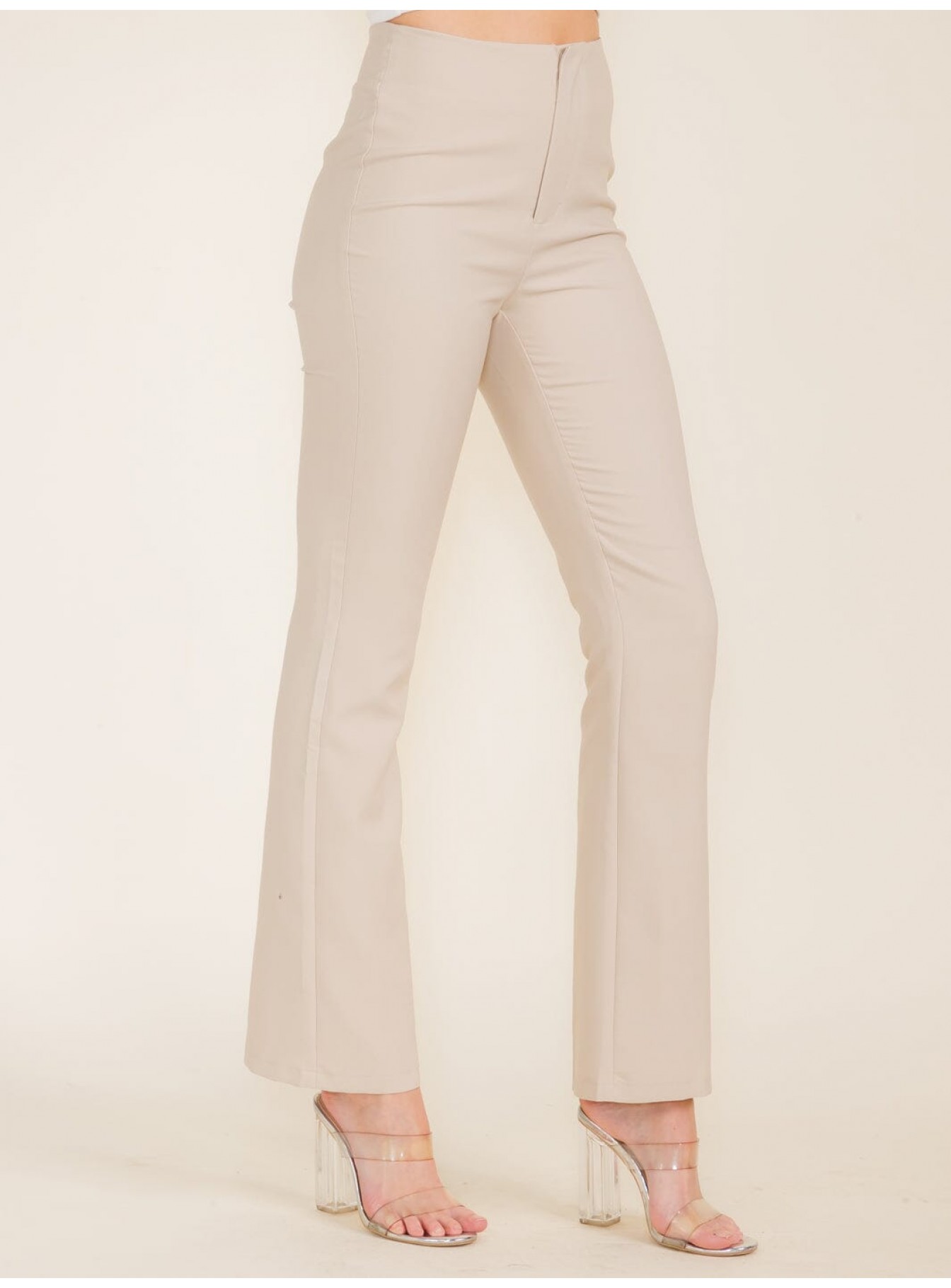 WOMEN'S ZIPPER CLOSURE WIDE LEG PANTS