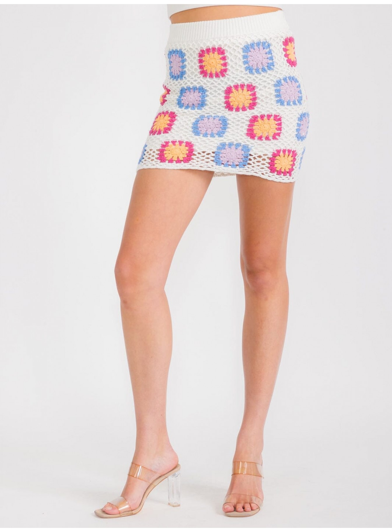 WOMEN'S ELASTIC WAIST MULTI KNIT MINI SKIRT