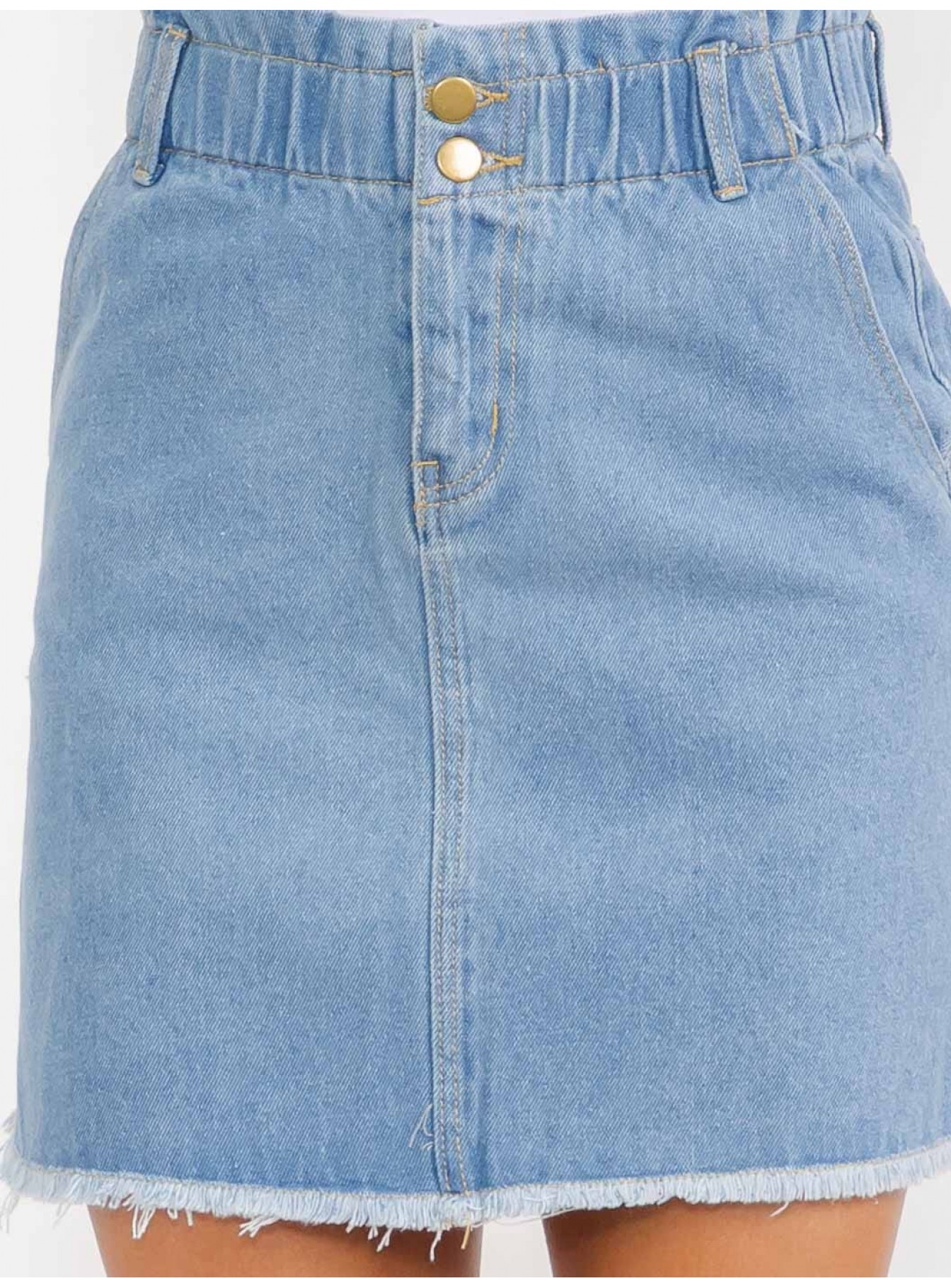 WOMEN'S BUTTON CLOSURE RAW EDGE POCKETS DENIM SKIRT
