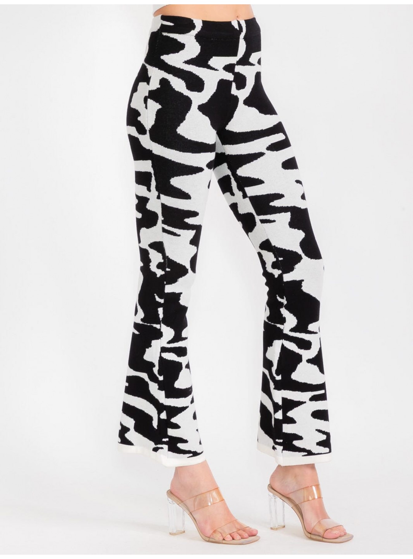 WOMEN'S ELASTIC WAIST COLORBLOCK WIDE LEG PANTS