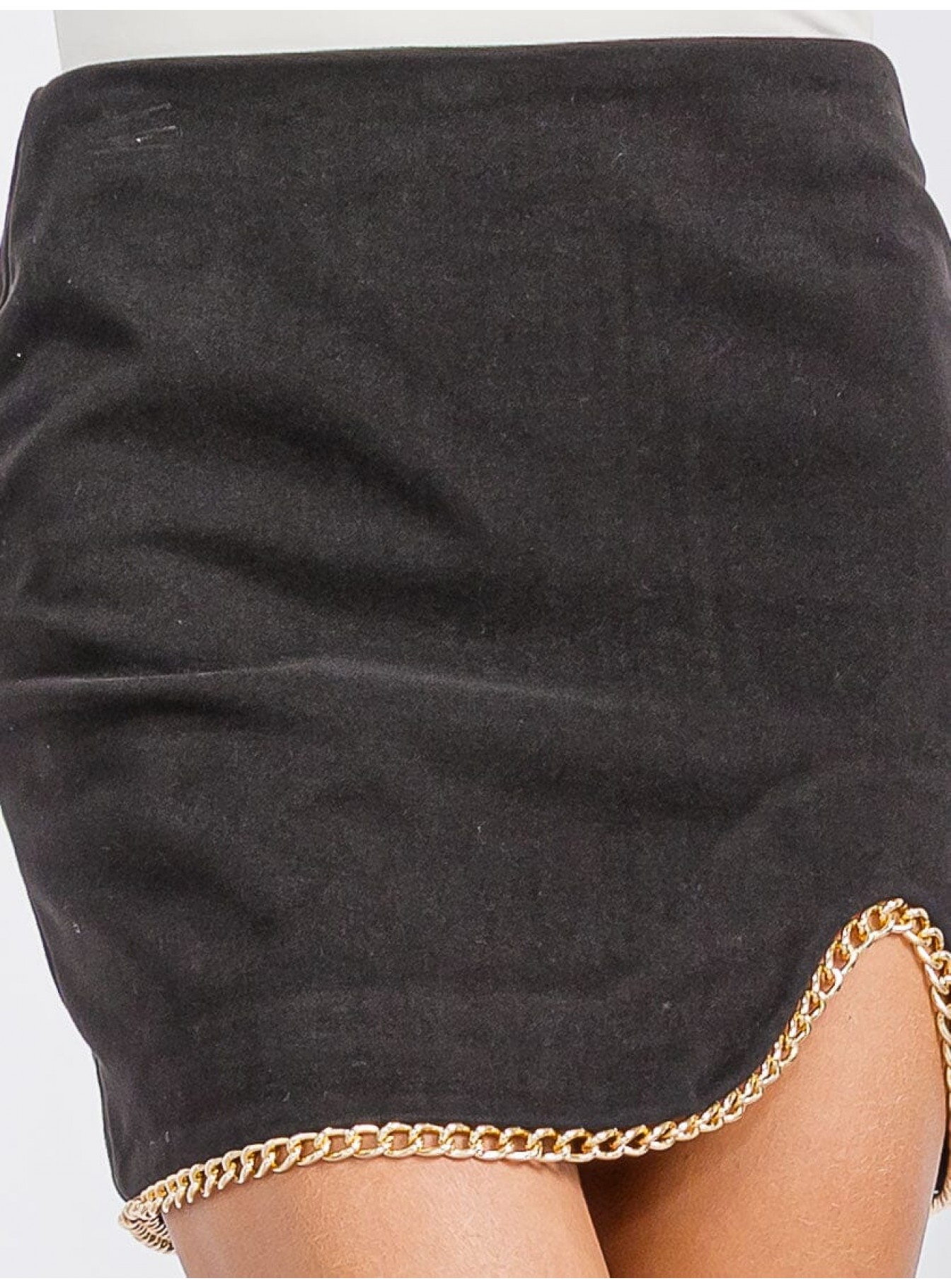 WOMEN'S ZIPPER CLOSURE FRONT SLIT TRIM DETAILED MINI SKIRT