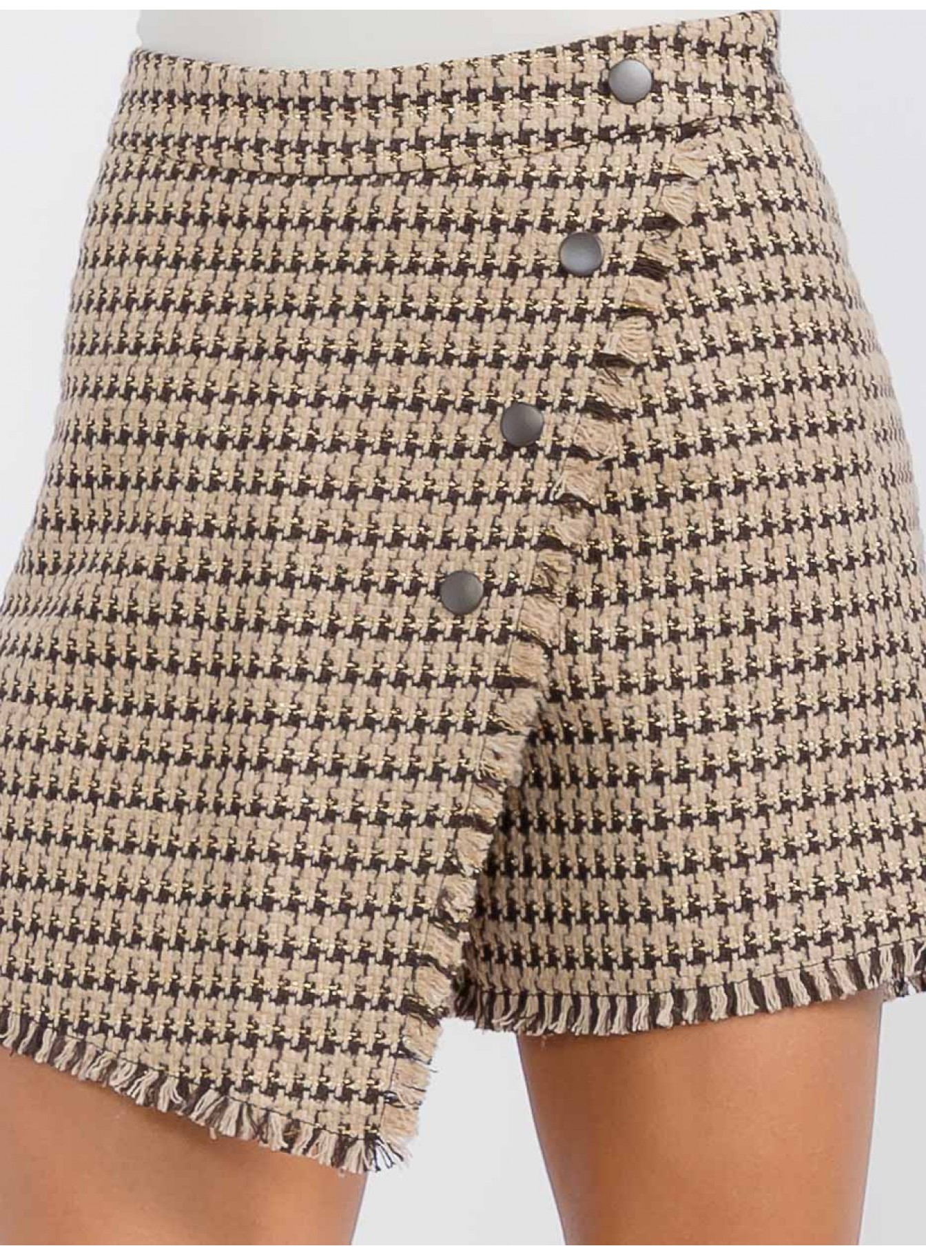WOMEN'S ZIPPER CLOSURE SURPLICE TWEED MINI SKORT